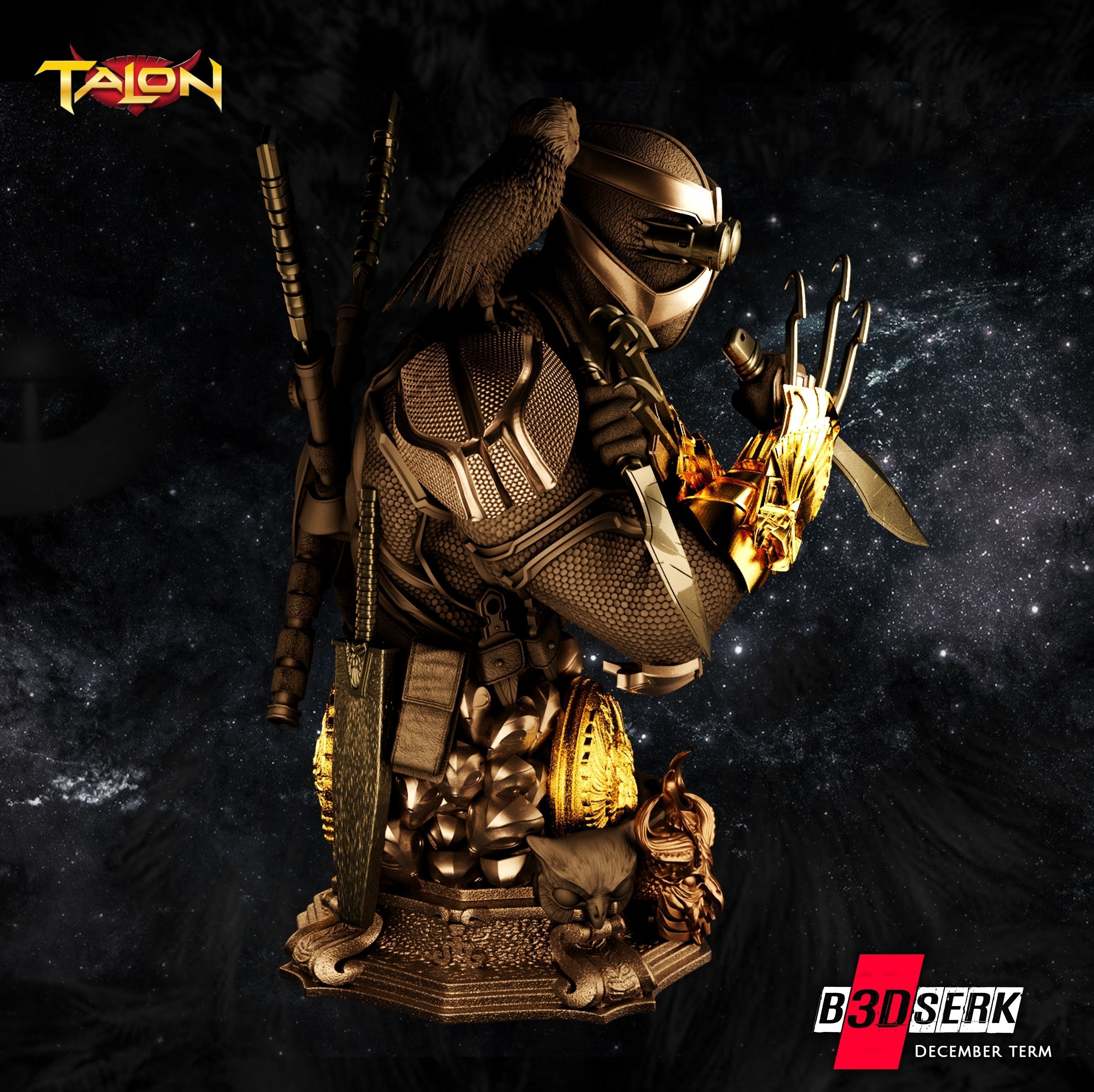 B3DSERK December Term Talon Bust 3D print model_3