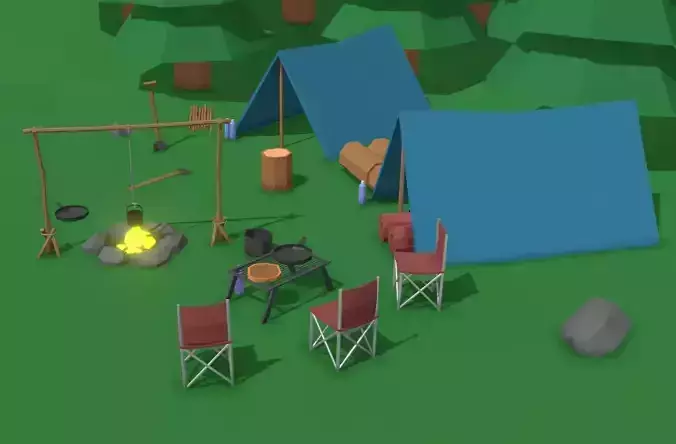 Camping Pack Low Poly
