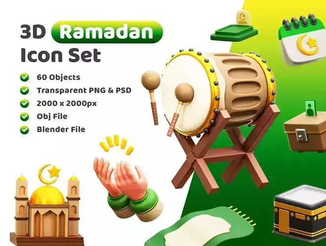 Ramadhan Icon Pack 3D Model