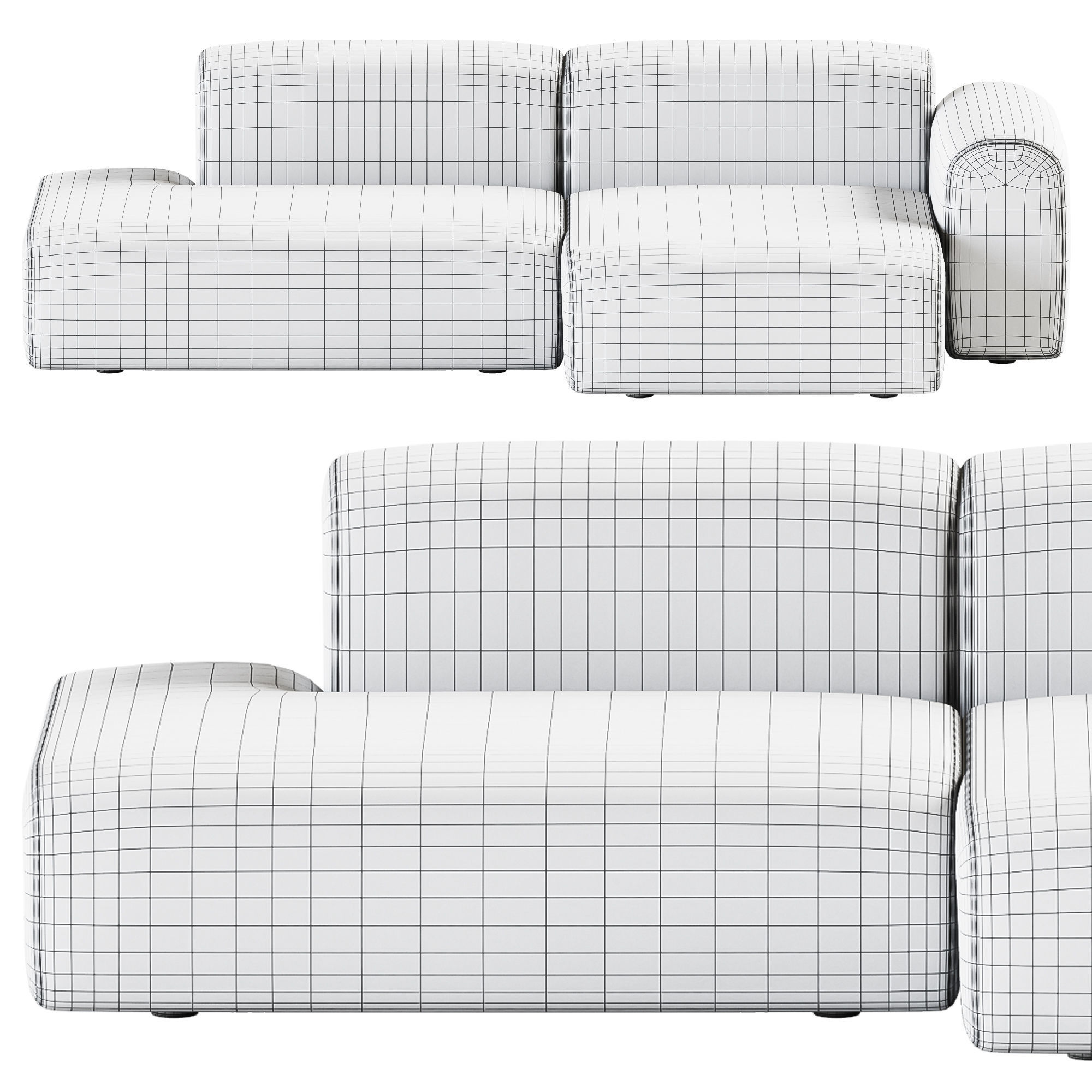 Hay Mags Soft Low Sofa 2 5 Seater Combination 3D model_2
