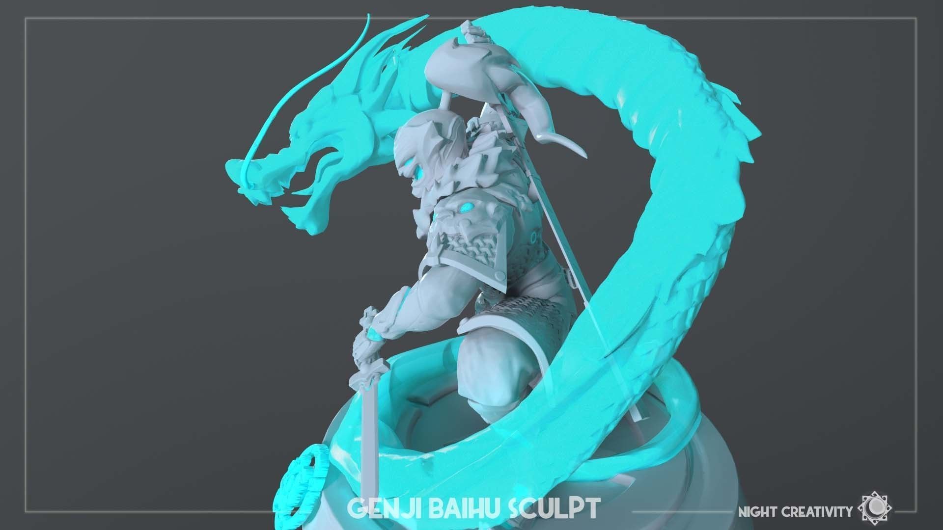 OVERWATCH COLLECTIBLE GENJI BAIHU FIGURINE 3D print model_2