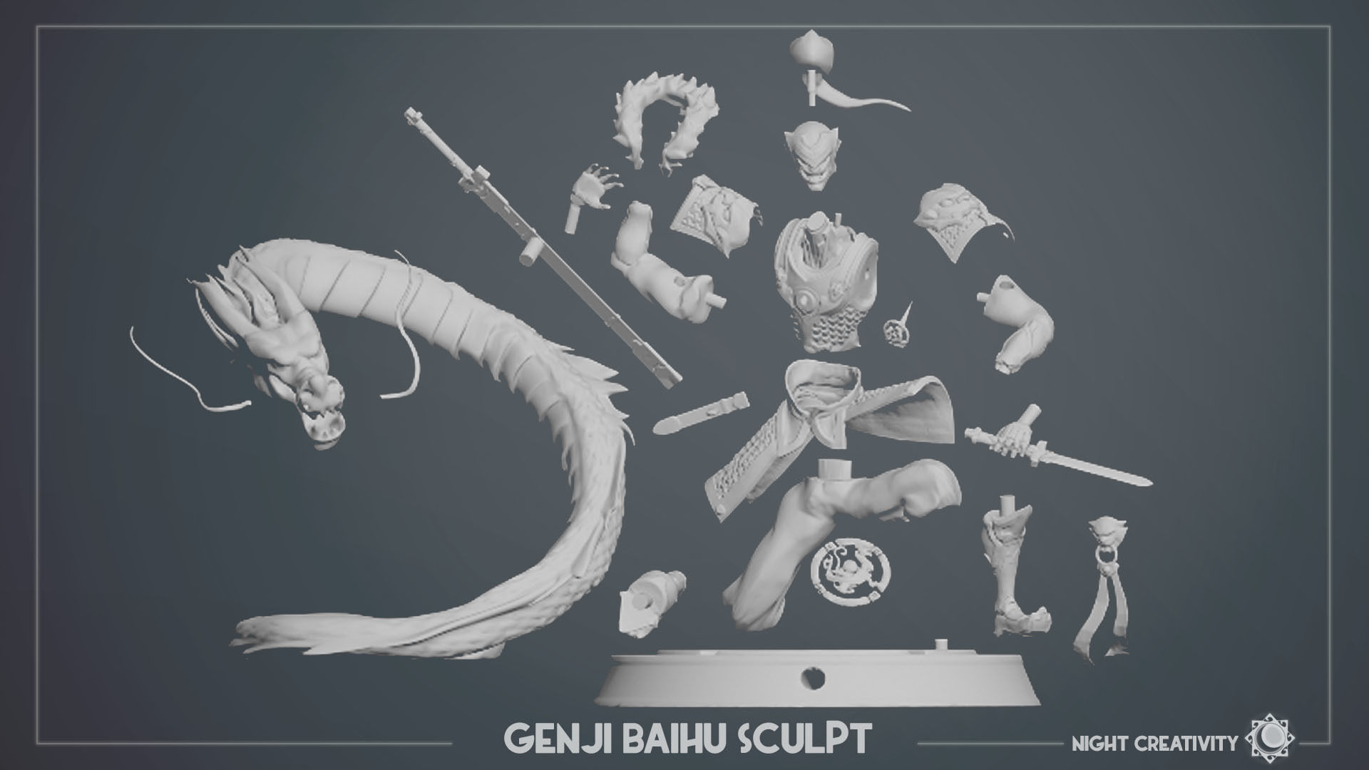 OVERWATCH COLLECTIBLE GENJI BAIHU FIGURINE 3D print model_1
