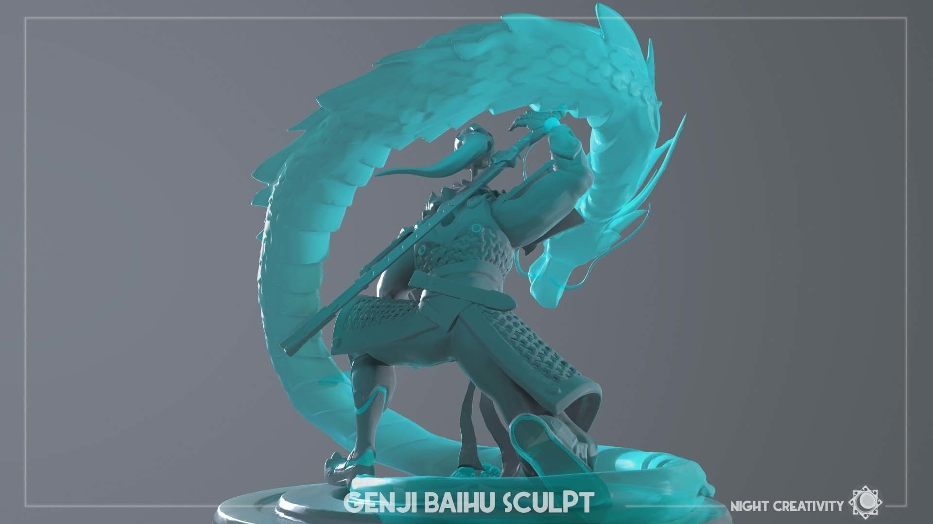 OVERWATCH COLLECTIBLE GENJI BAIHU FIGURINE 3D print model_7