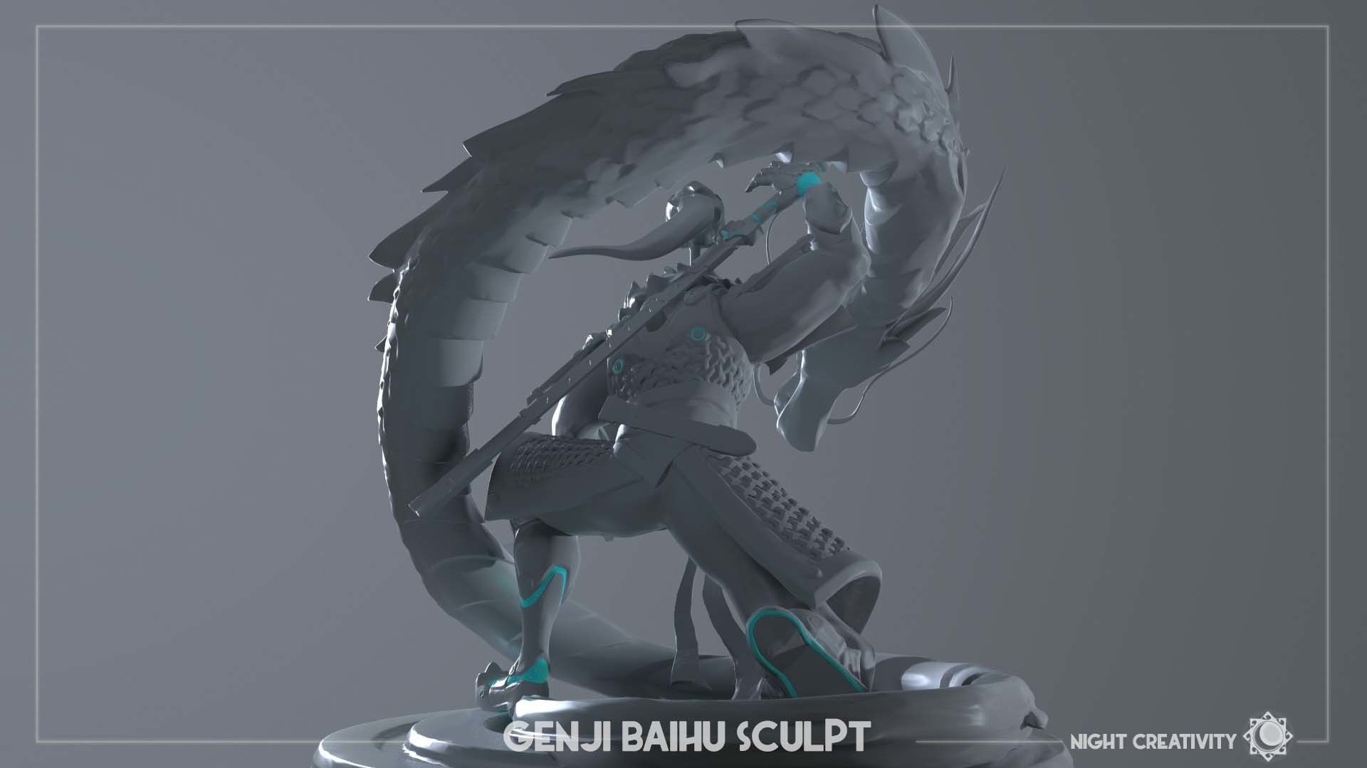 OVERWATCH COLLECTIBLE GENJI BAIHU FIGURINE 3D print model_4