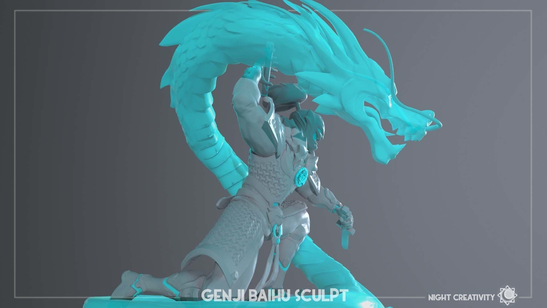 OVERWATCH COLLECTIBLE GENJI BAIHU FIGURINE 3D print model_5