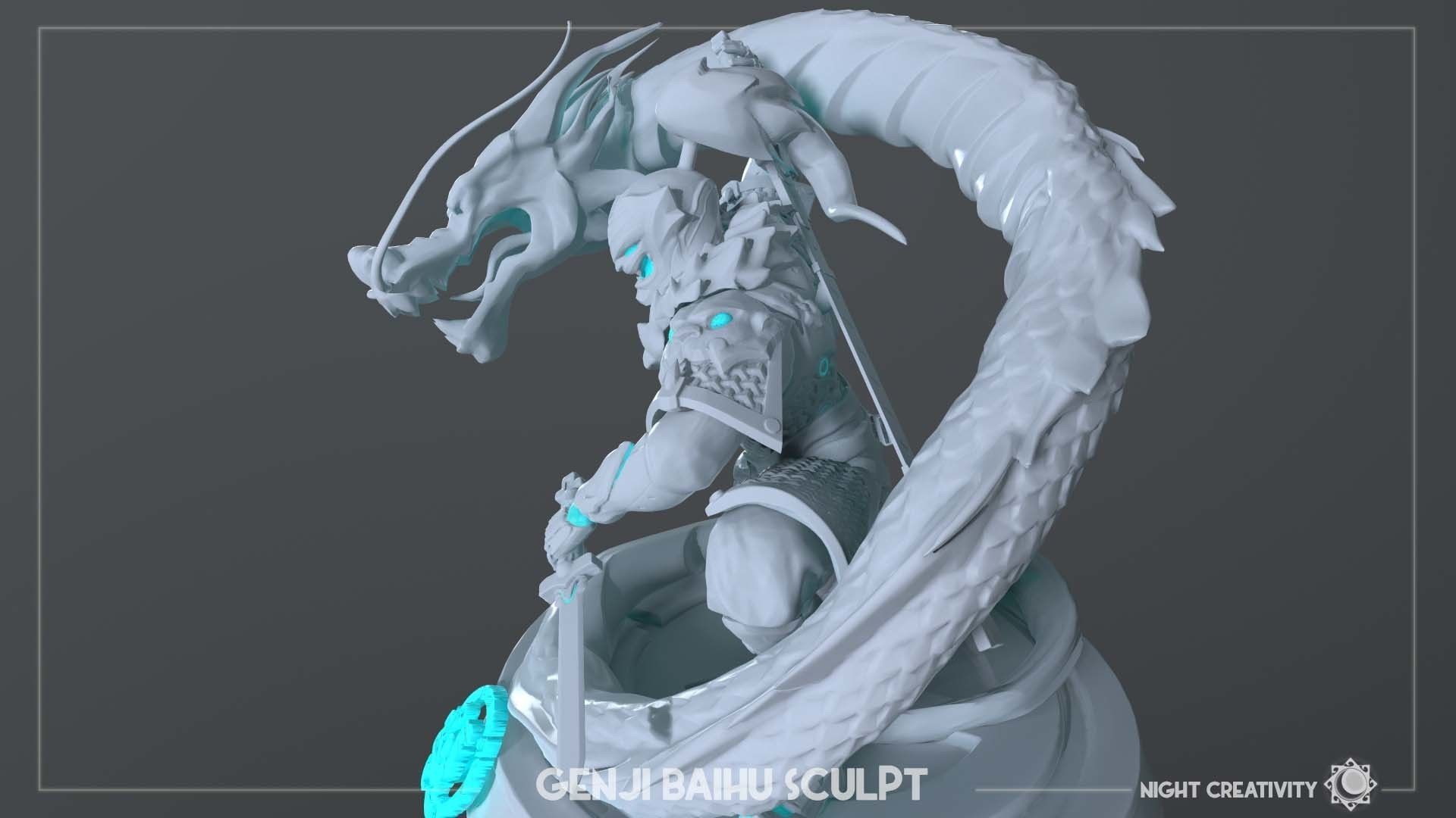 OVERWATCH COLLECTIBLE GENJI BAIHU FIGURINE 3D print model_8