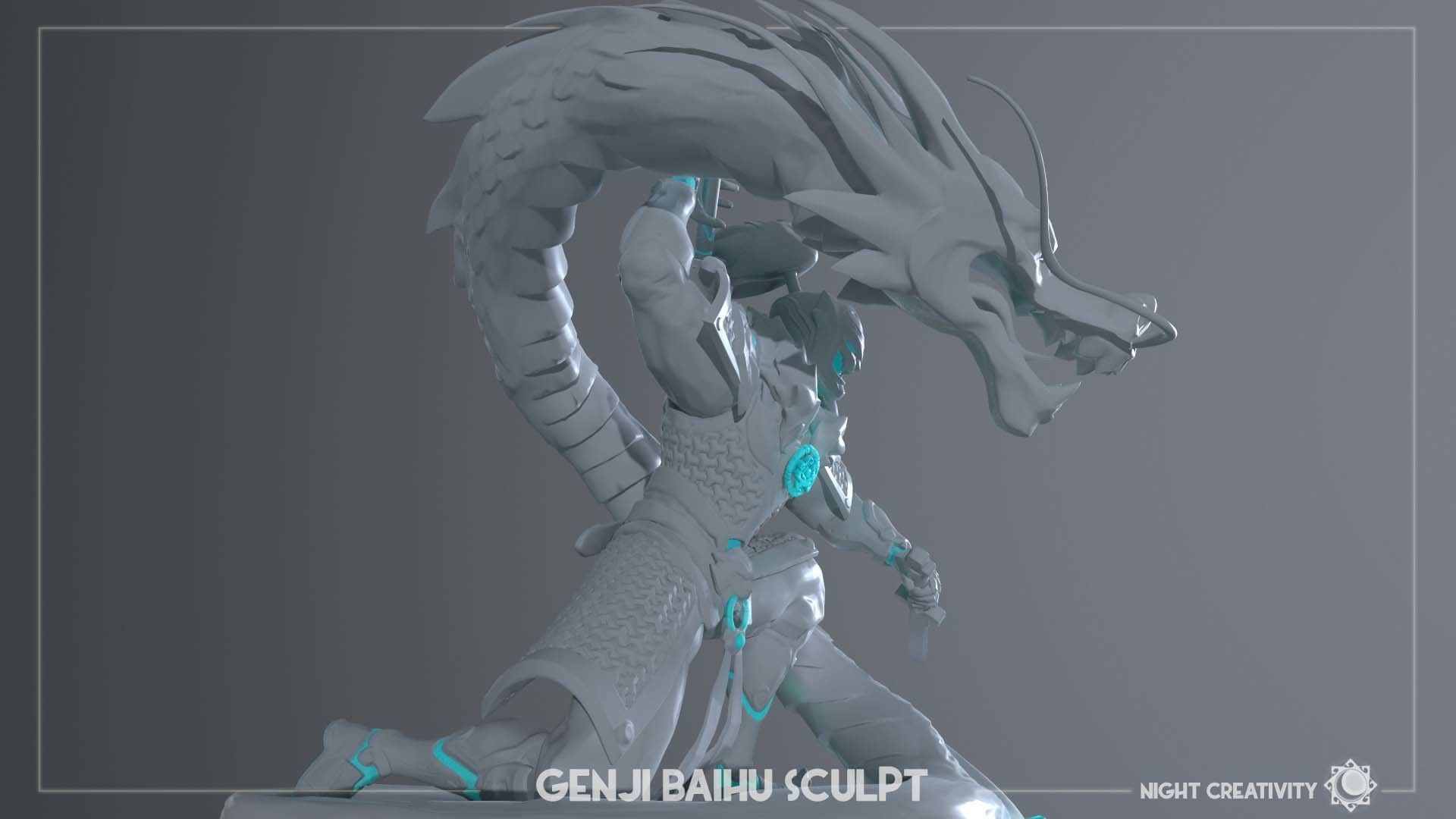 OVERWATCH COLLECTIBLE GENJI BAIHU FIGURINE 3D print model_3