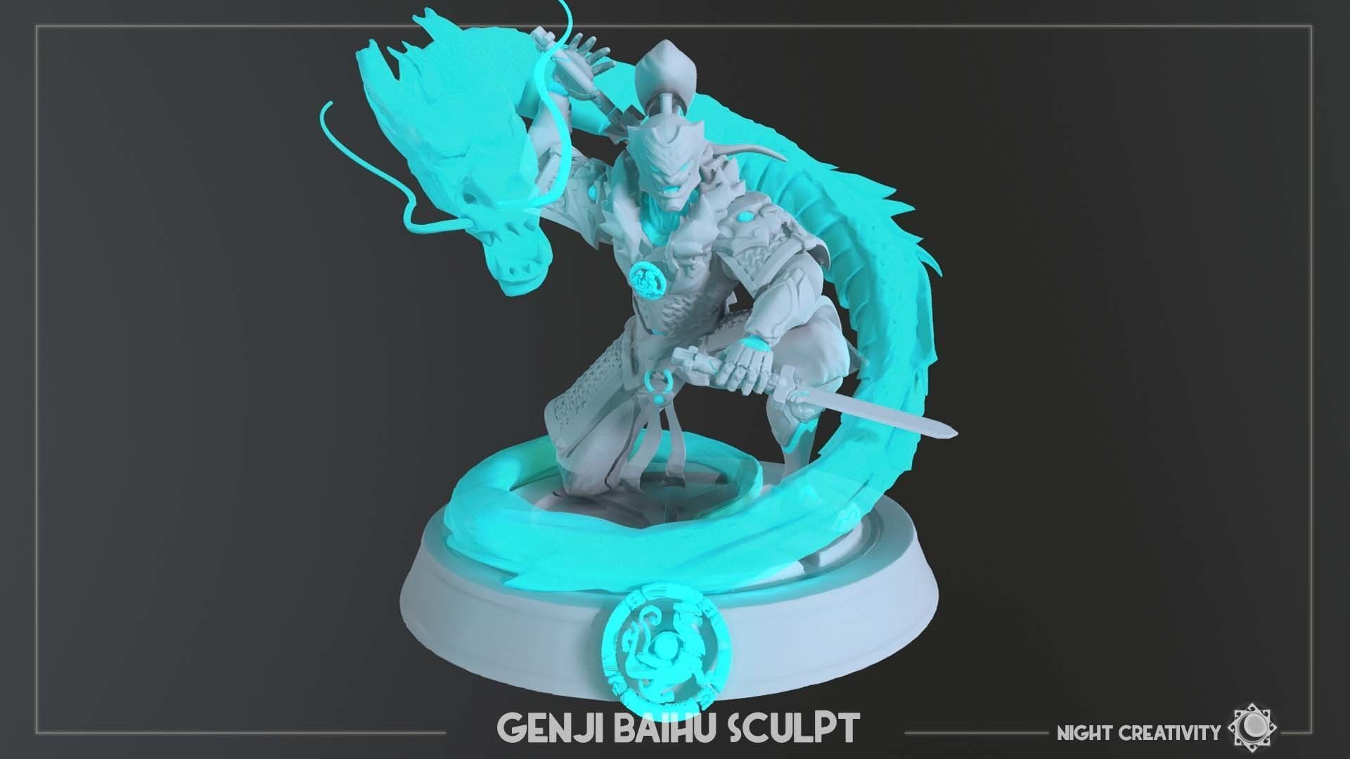 OVERWATCH COLLECTIBLE GENJI BAIHU FIGURINE 3D print model_6