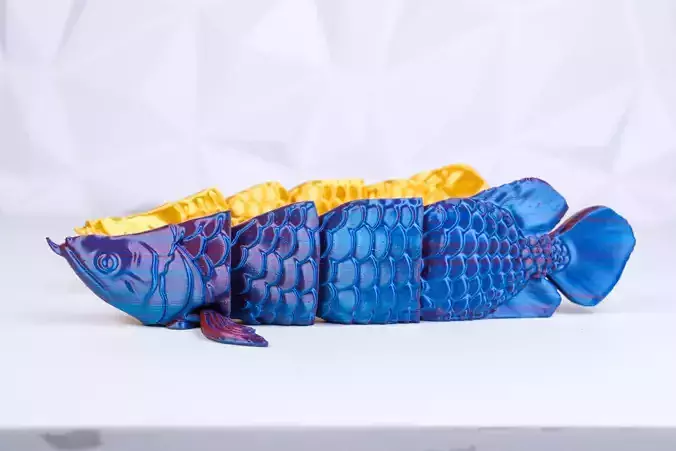 ARTICULATED AROWANA FISH LUCKY CHARM Print-in-place MODEL 3D print model