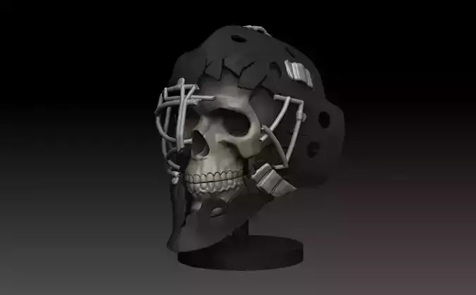 Skull head broken hockey goalie mask for 3D printing 3D print model