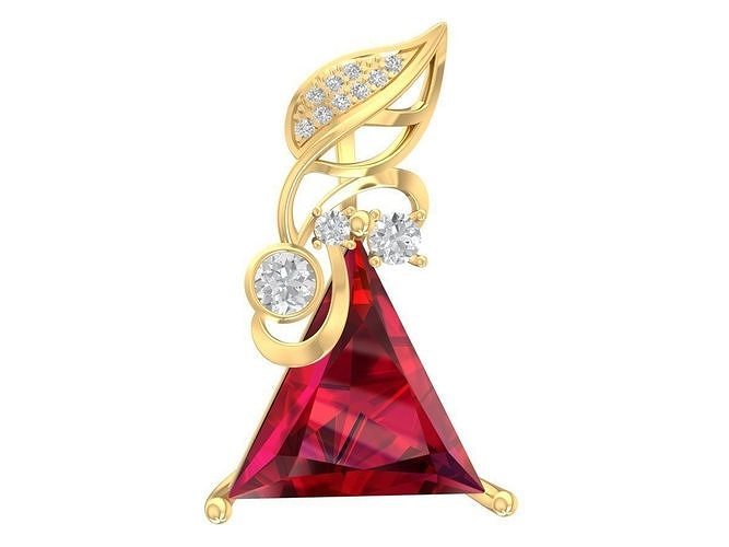  diamond leaf above triangle diamond pendant 3210 new model 3D print model