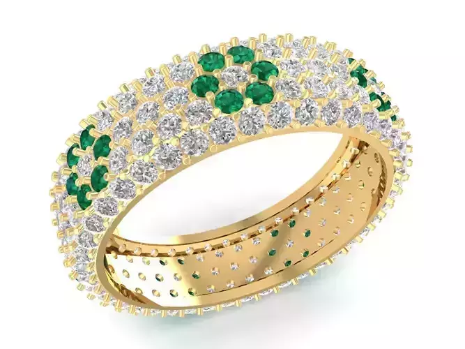 luxury diamond flower band ring  3211 3D print model
