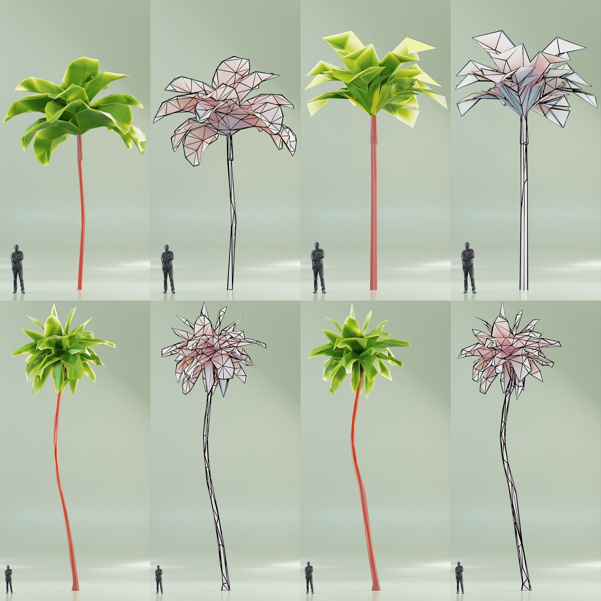 Paper Trees Low-poly 3D model_10