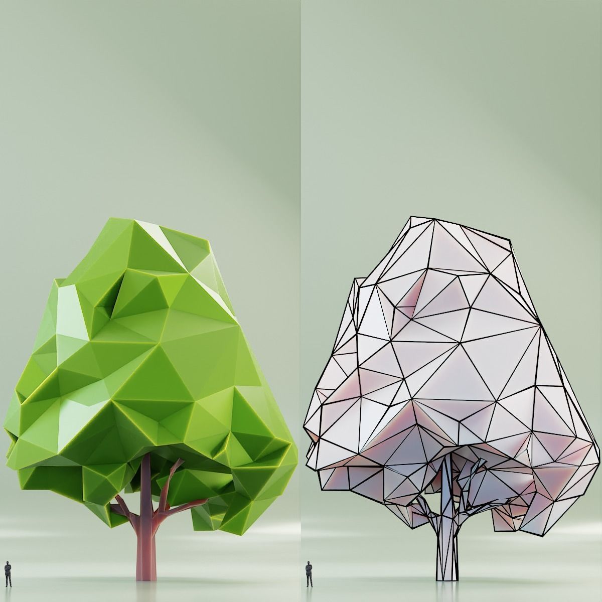 Paper Trees Low-poly 3D model_22