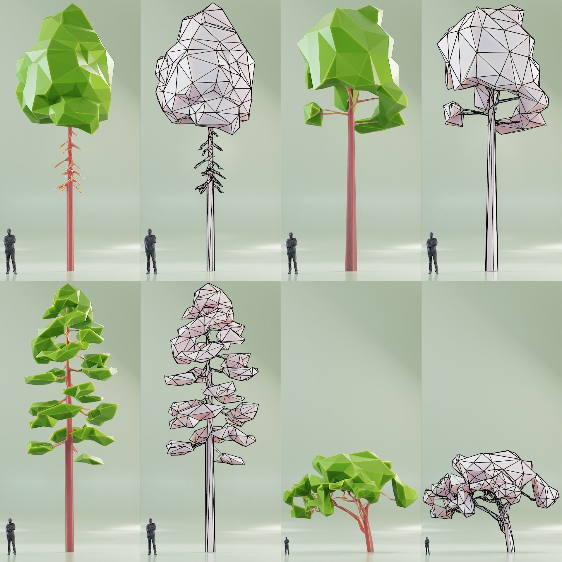 Paper Trees Low-poly 3D model_15