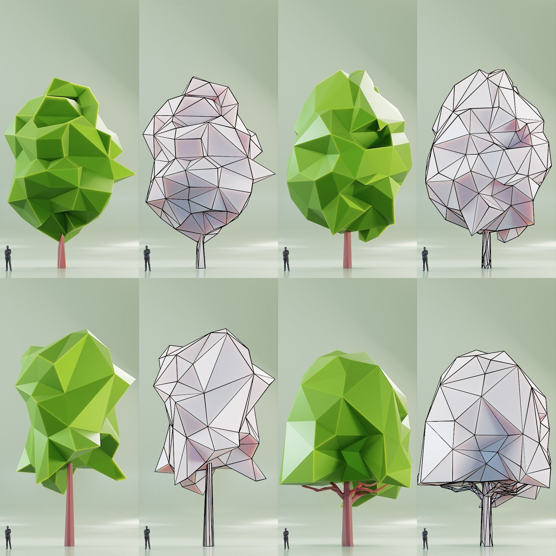 Paper Trees Low-poly 3D model_18