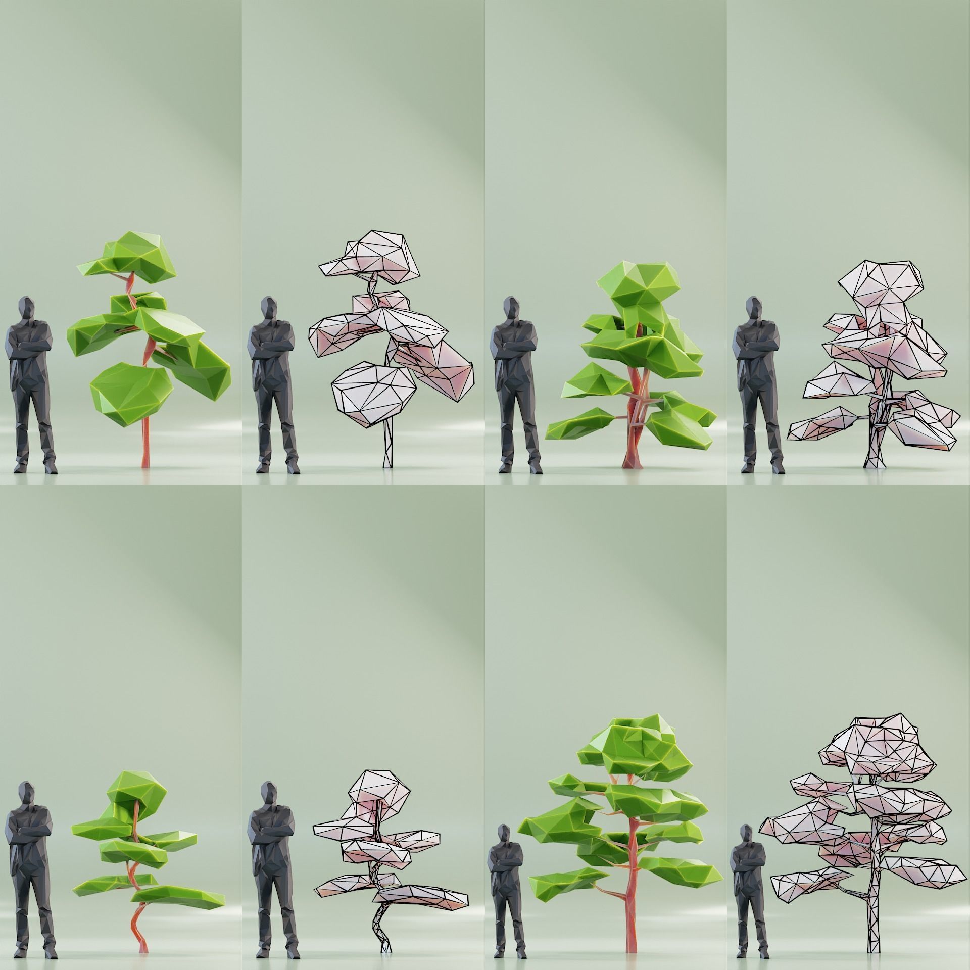 Paper Trees Low-poly 3D model_2