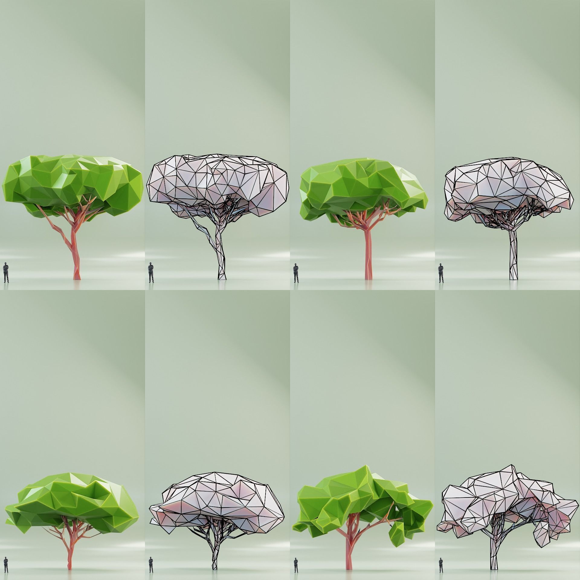 Paper Trees Low-poly 3D model_16