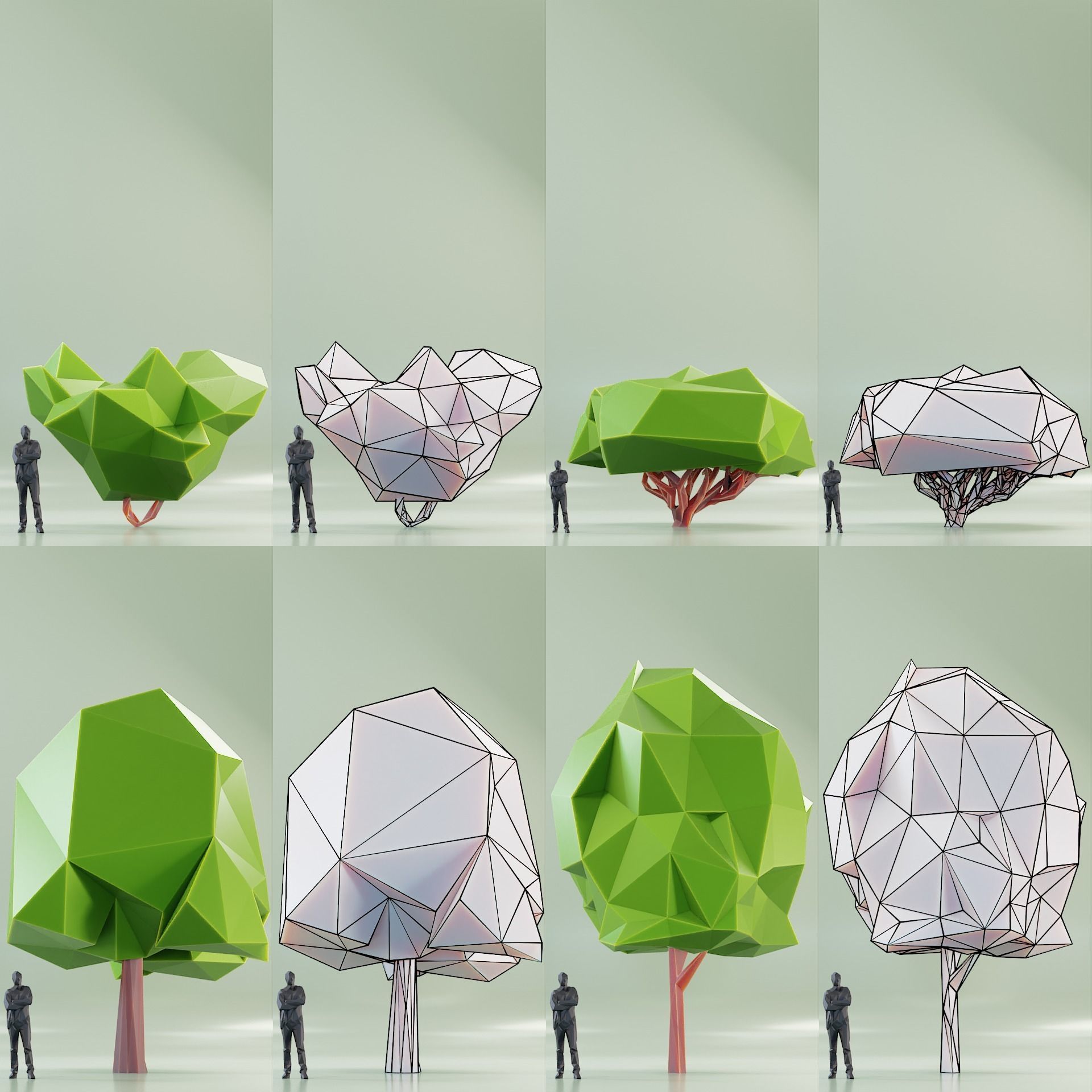 Paper Trees Low-poly 3D model_4
