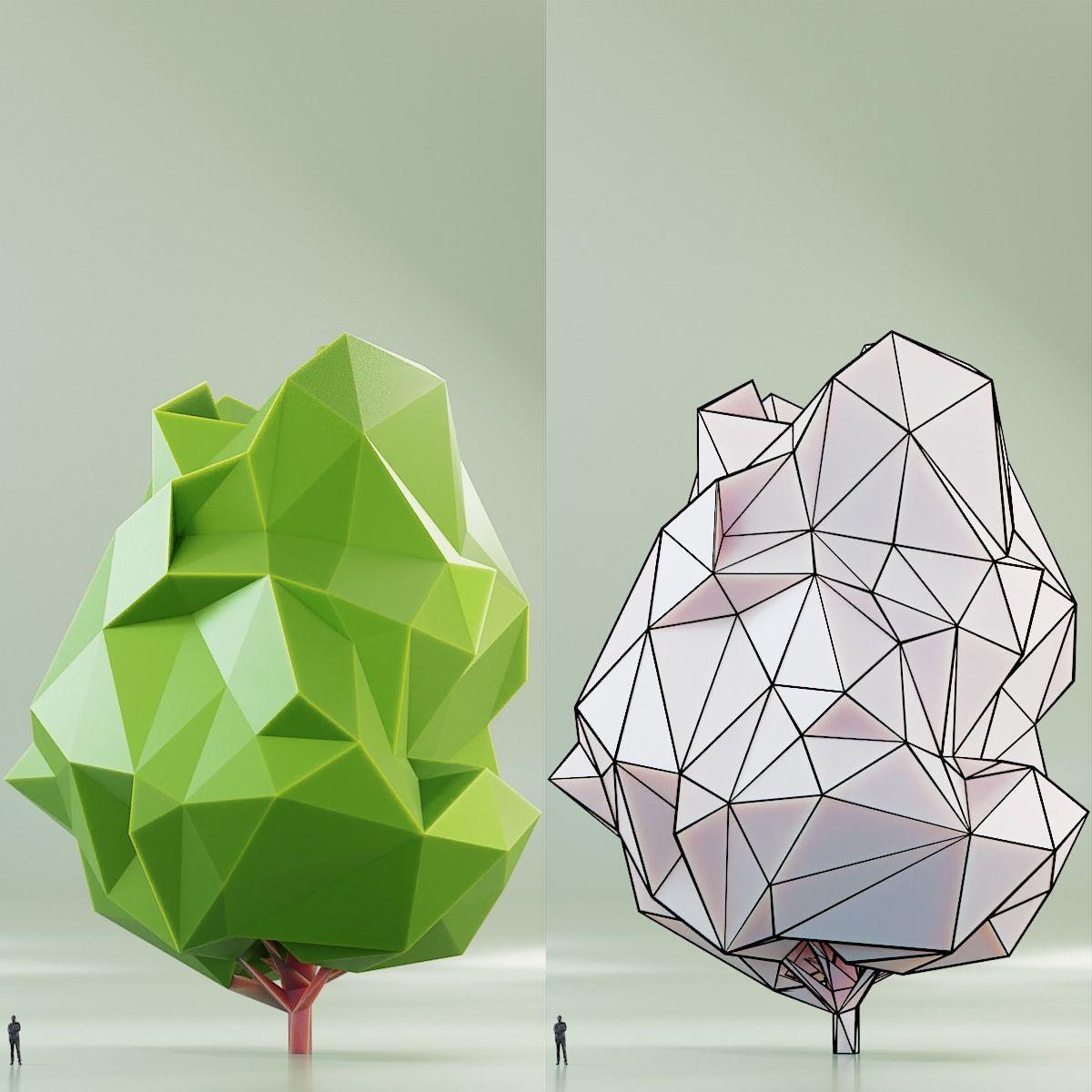 Paper Trees Low-poly 3D model_21