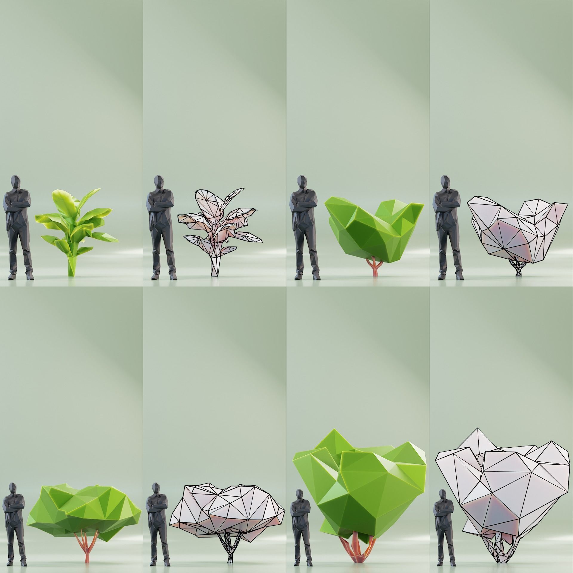 Paper Trees Low-poly 3D model_3