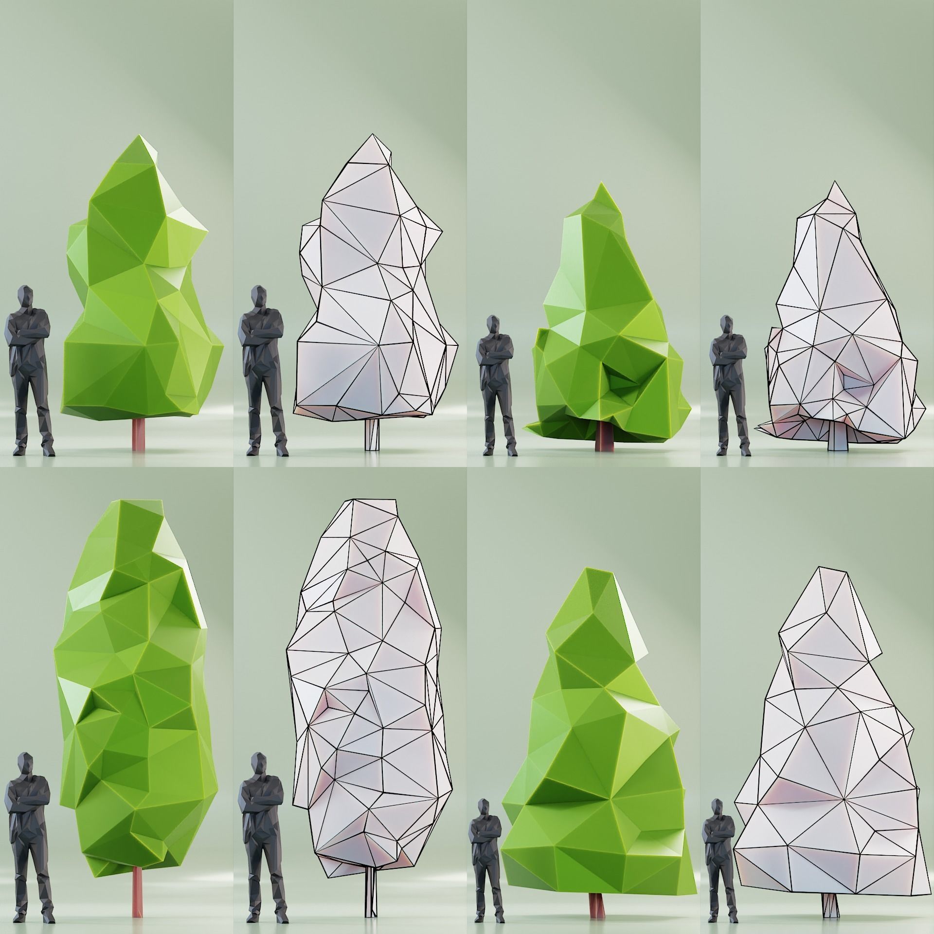 Paper Trees Low-poly 3D model_6