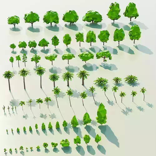 Paper Trees Low-poly 3D model