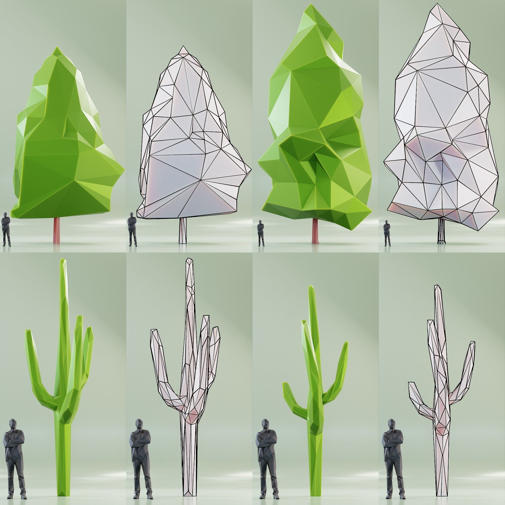 Paper Trees Low-poly 3D model_8