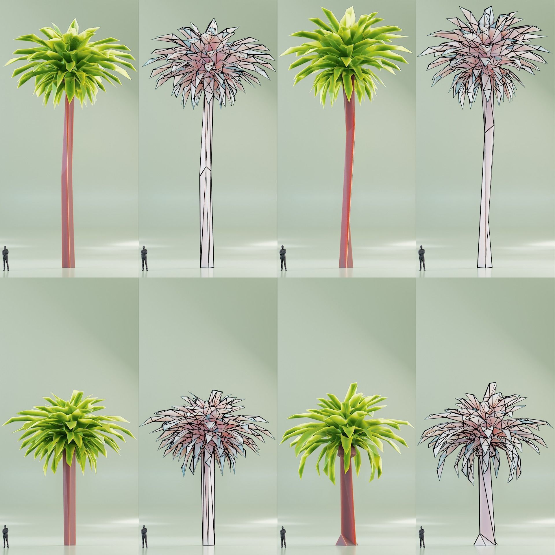Paper Trees Low-poly 3D model_13