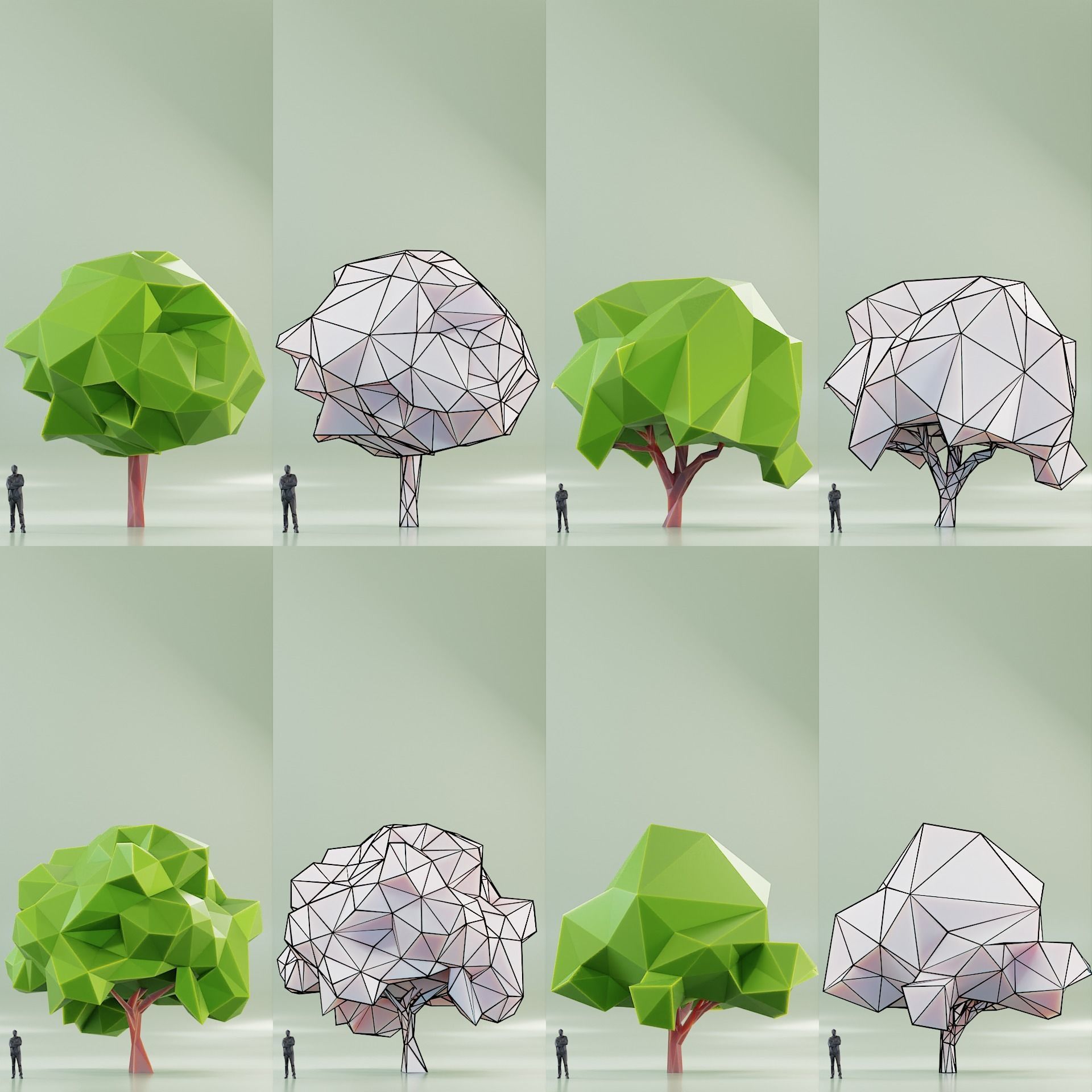 Paper Trees Low-poly 3D model_17