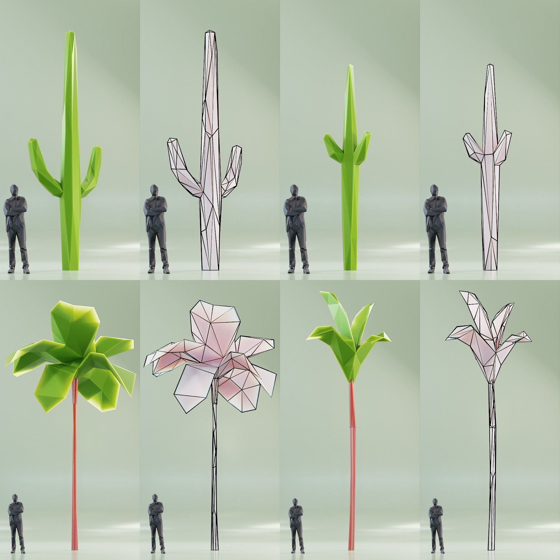 Paper Trees Low-poly 3D model_9