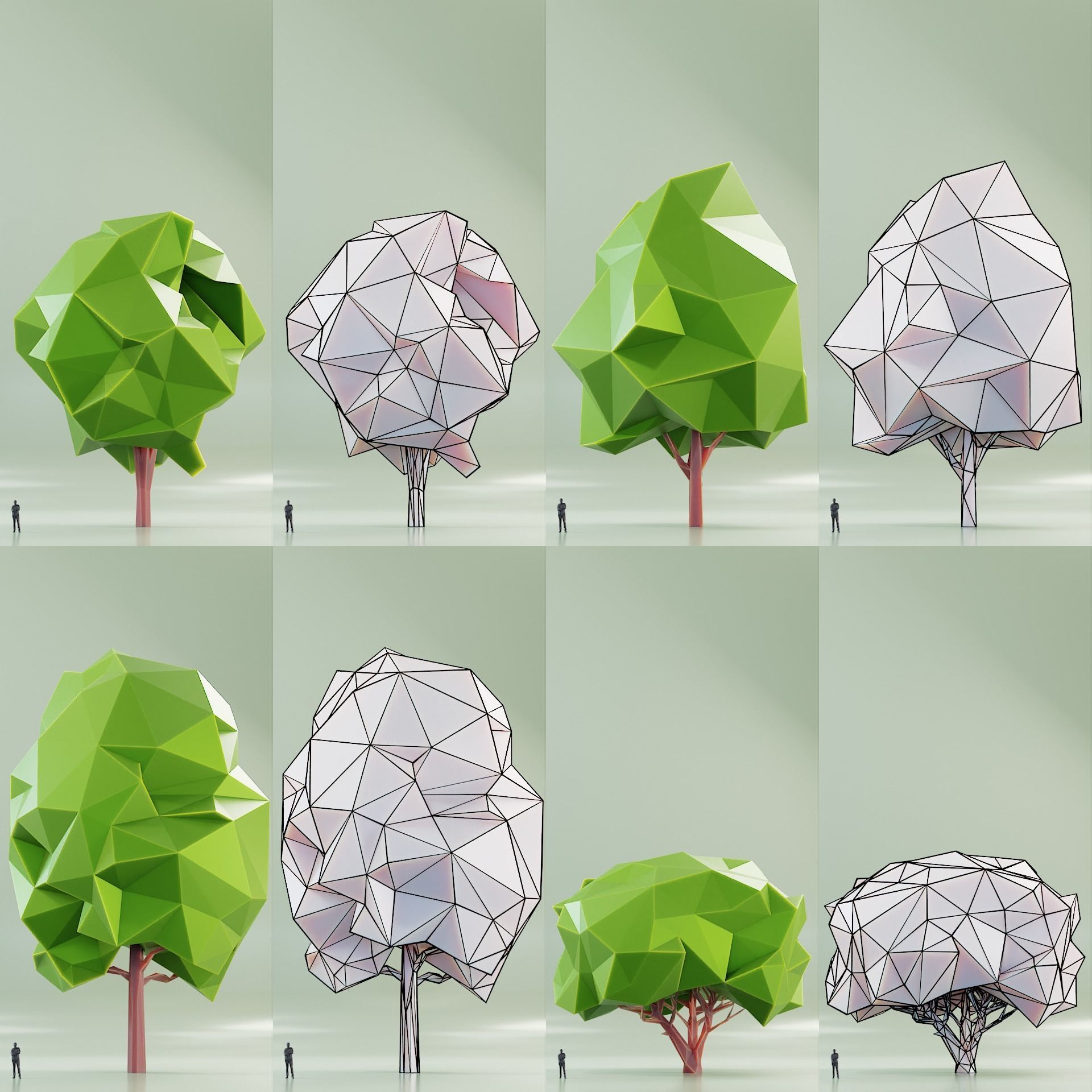 Paper Trees Low-poly 3D model_19