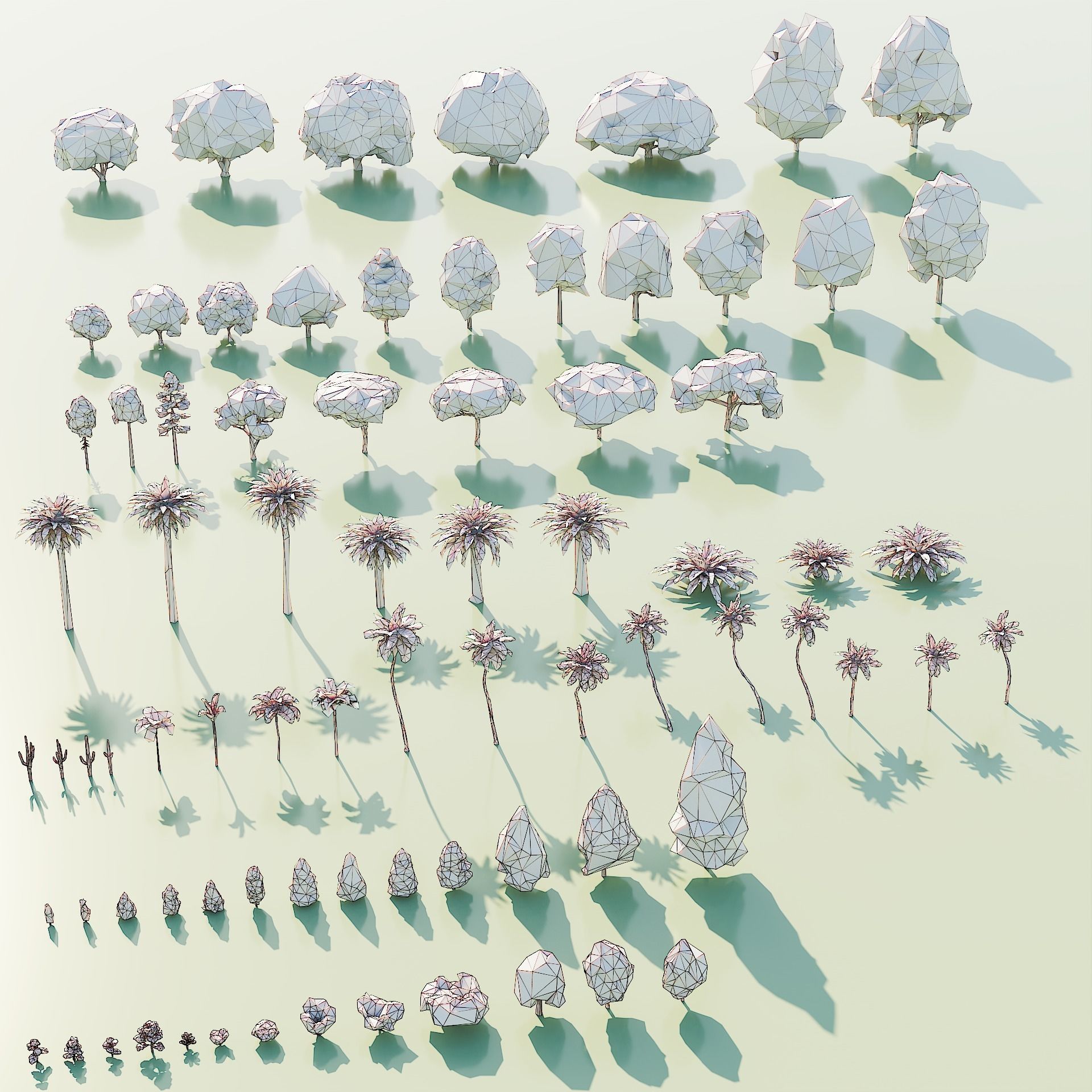 Paper Trees Low-poly 3D model_1
