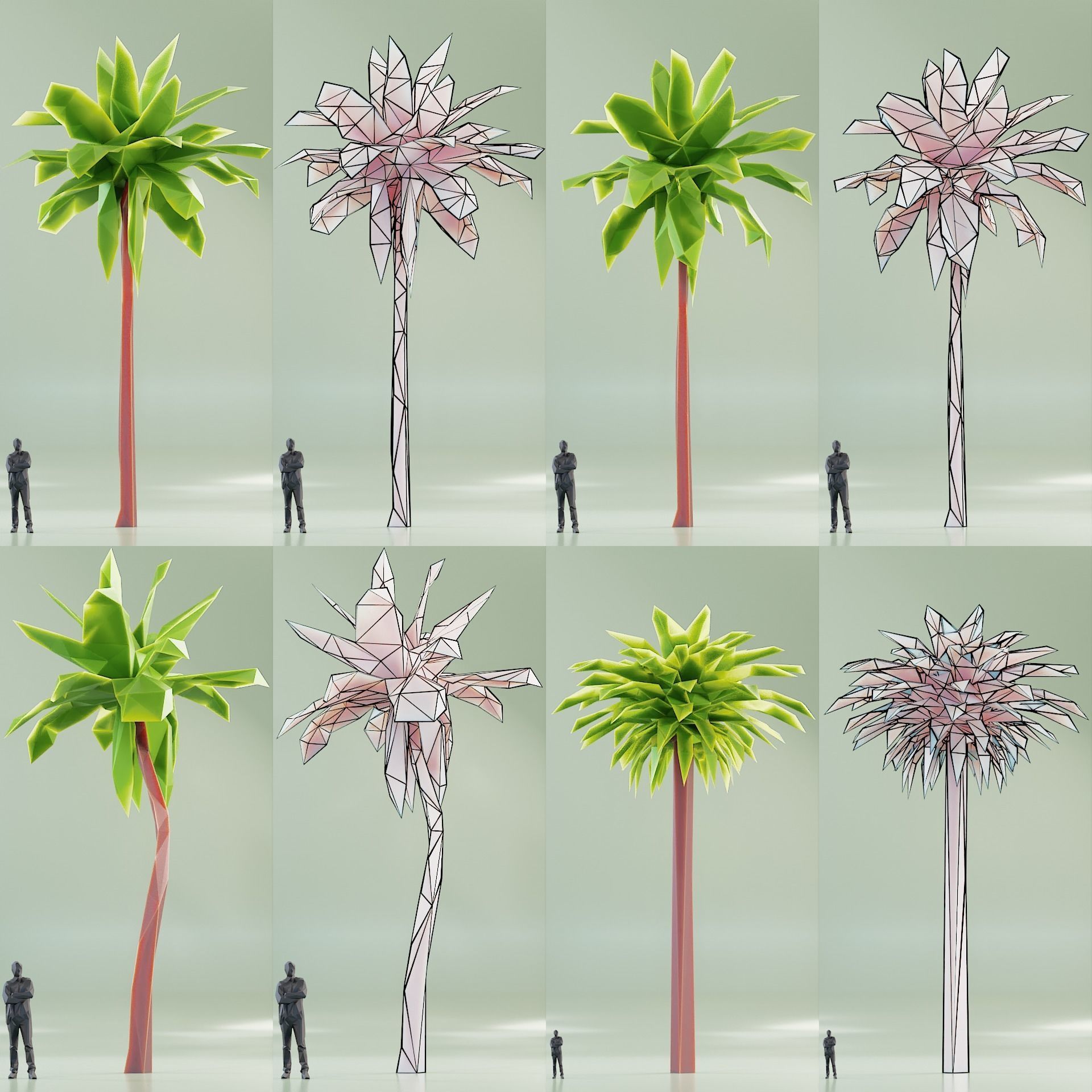 Paper Trees Low-poly 3D model_12