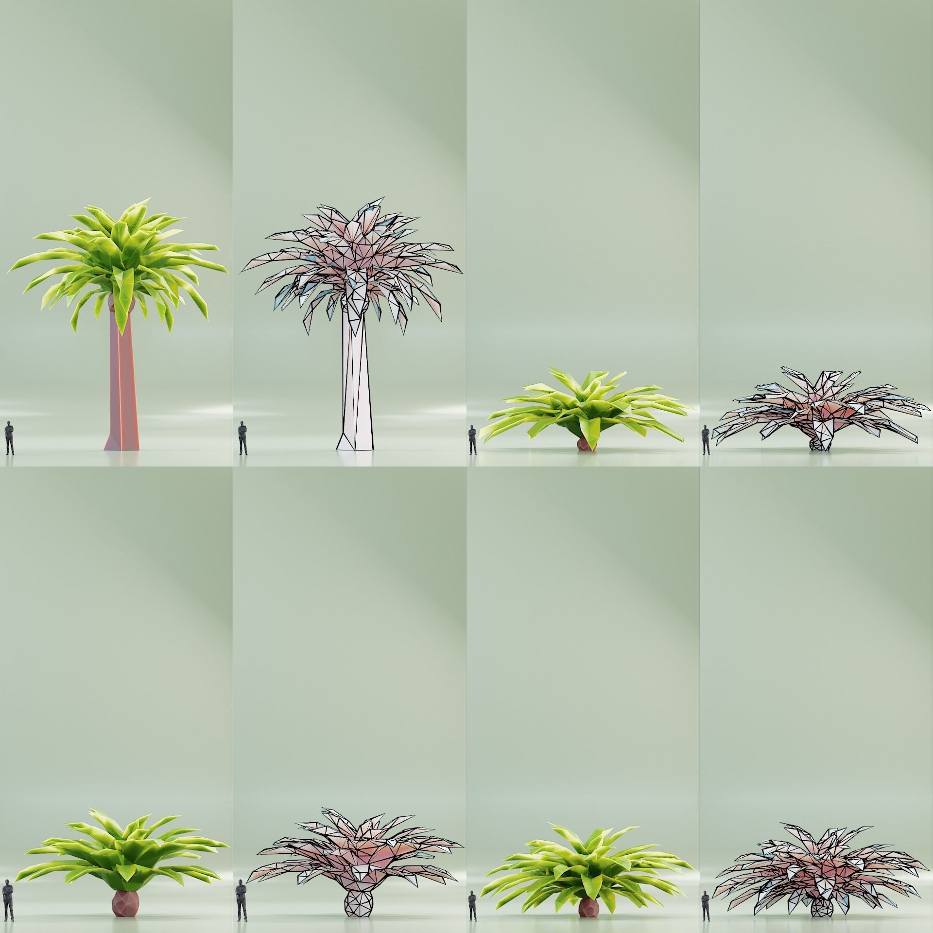 Paper Trees Low-poly 3D model_14