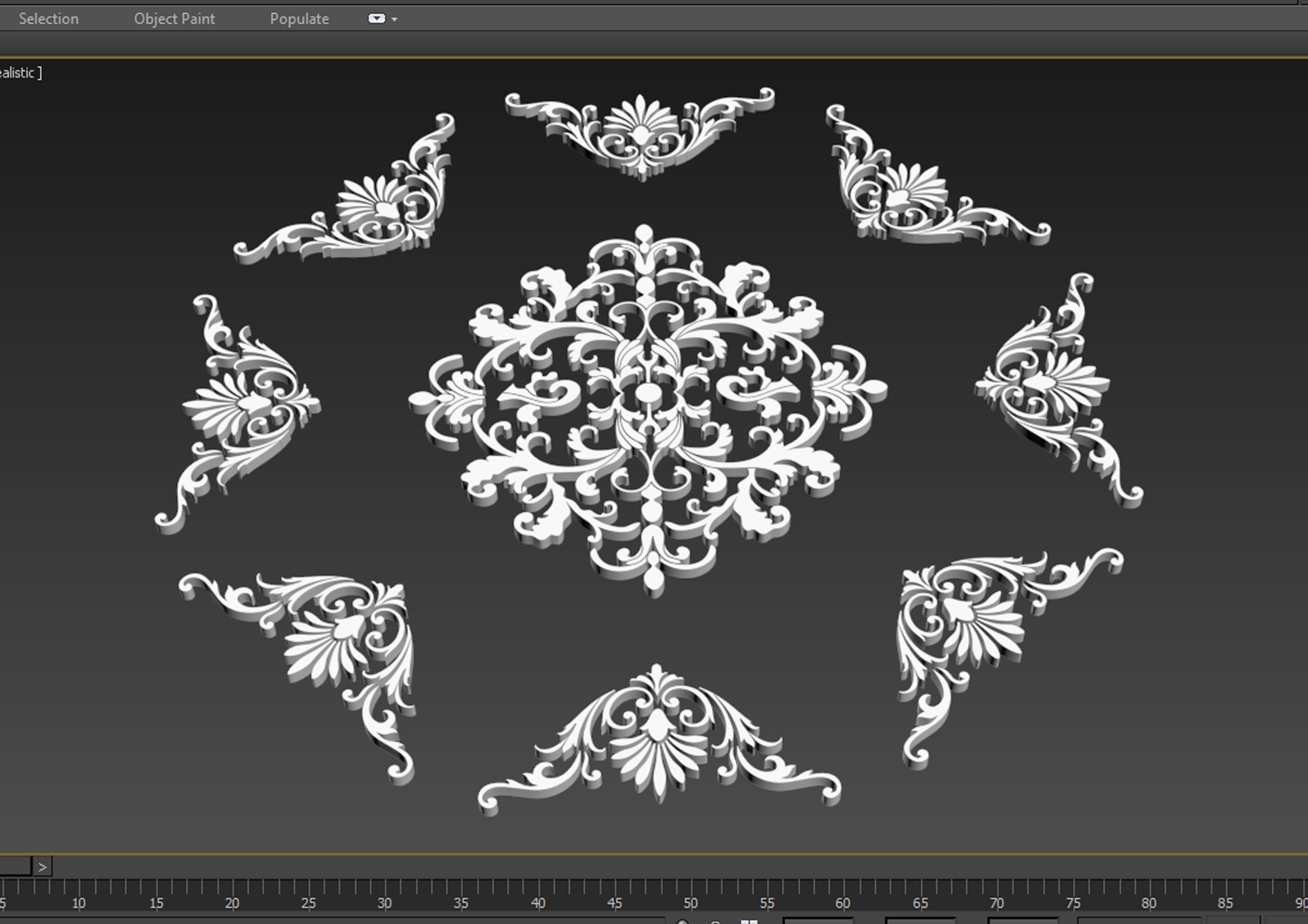 Flooring design medallion 3d model with materials Low-poly 3D model_6