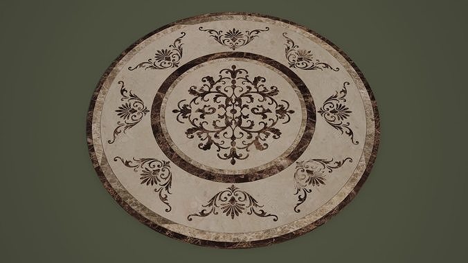 Flooring  design medallion 3d model with materials Low-poly 3D model