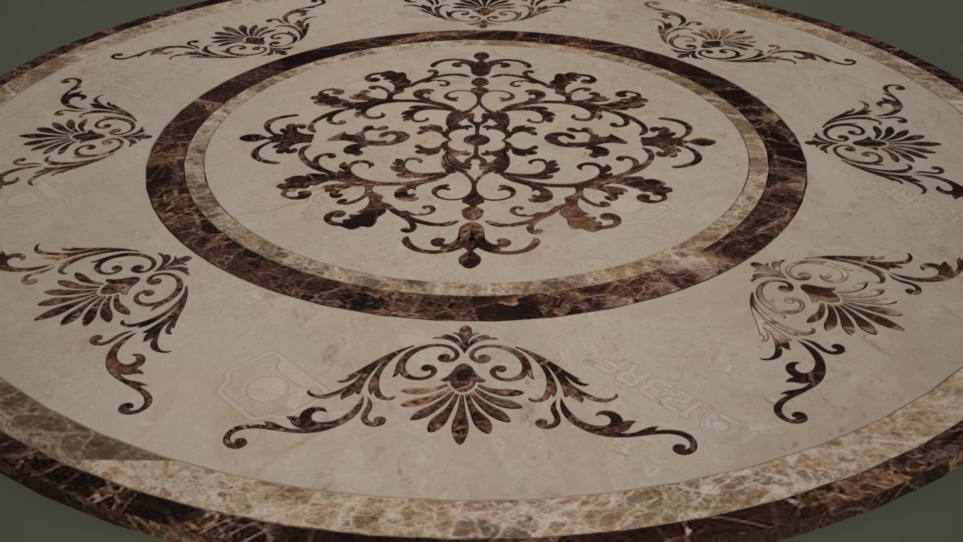 Flooring design medallion 3d model with materials Low-poly 3D model_1