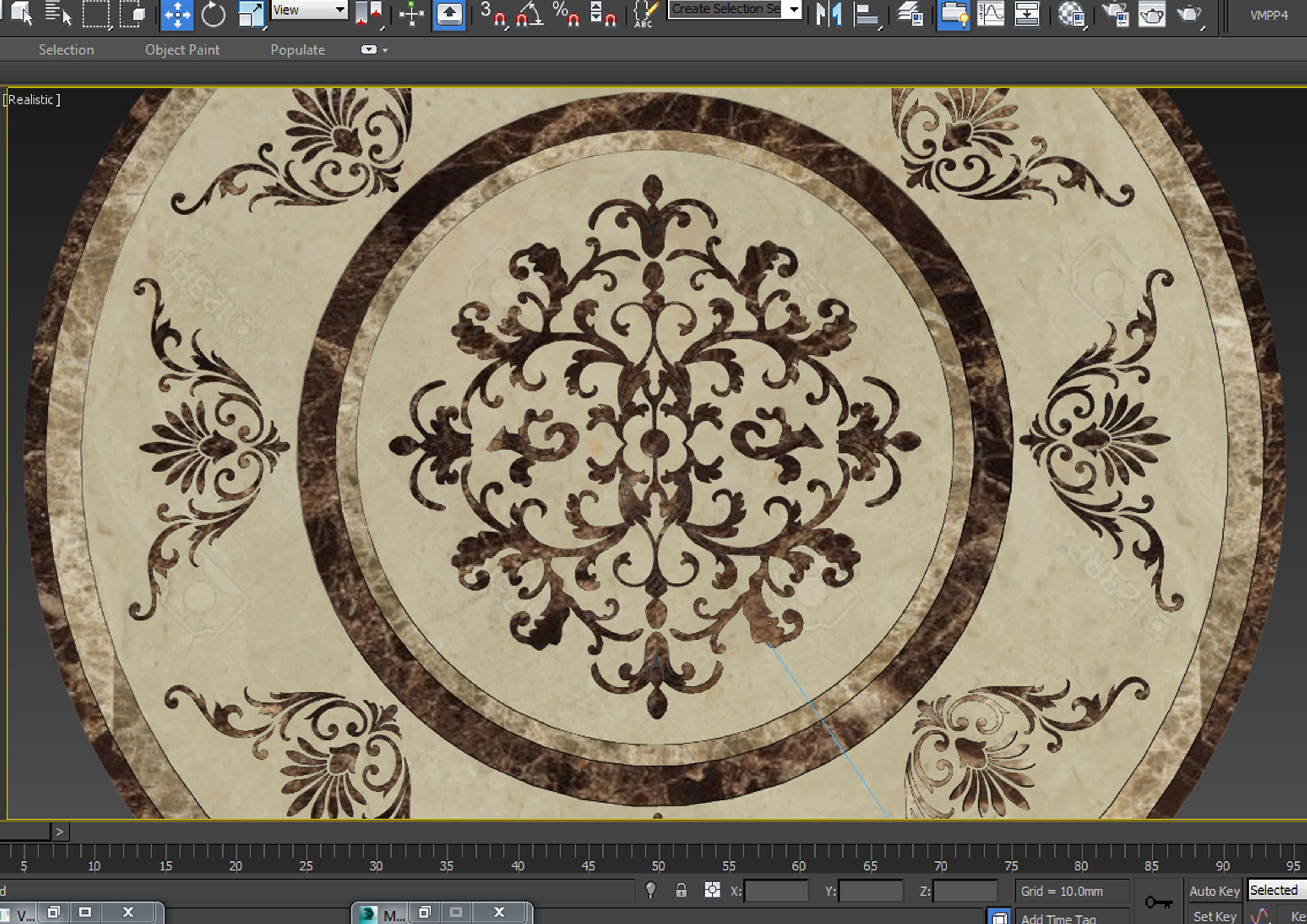 Flooring design medallion 3d model with materials Low-poly 3D model_2