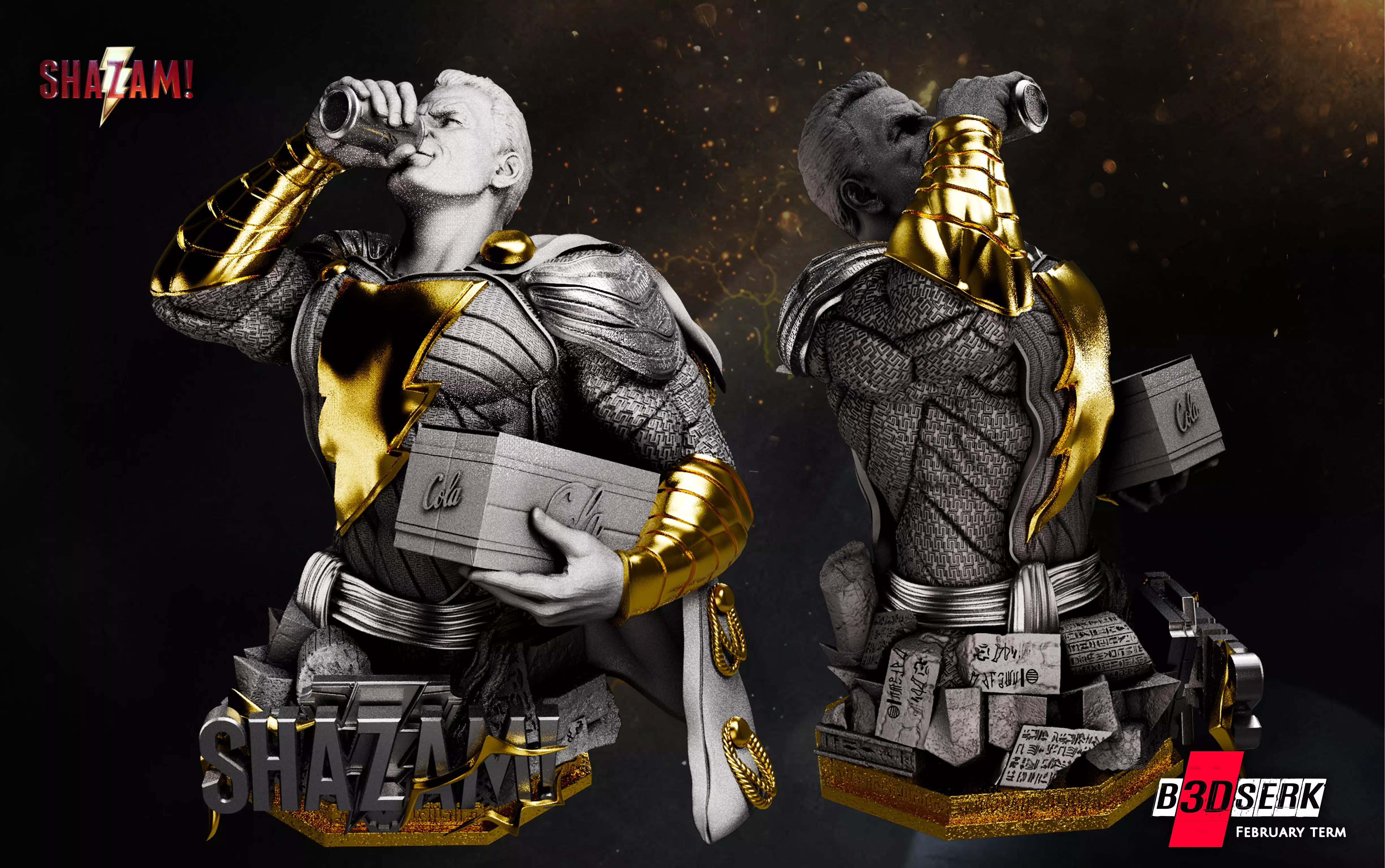 B3DSERK February Term Shazam Bust 3D print model