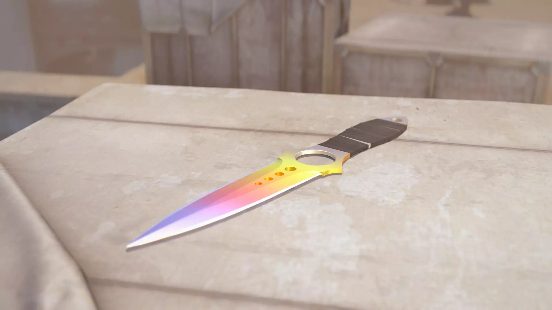 CSGO Skeleton knife FADE Game and Render ready Free 3D model