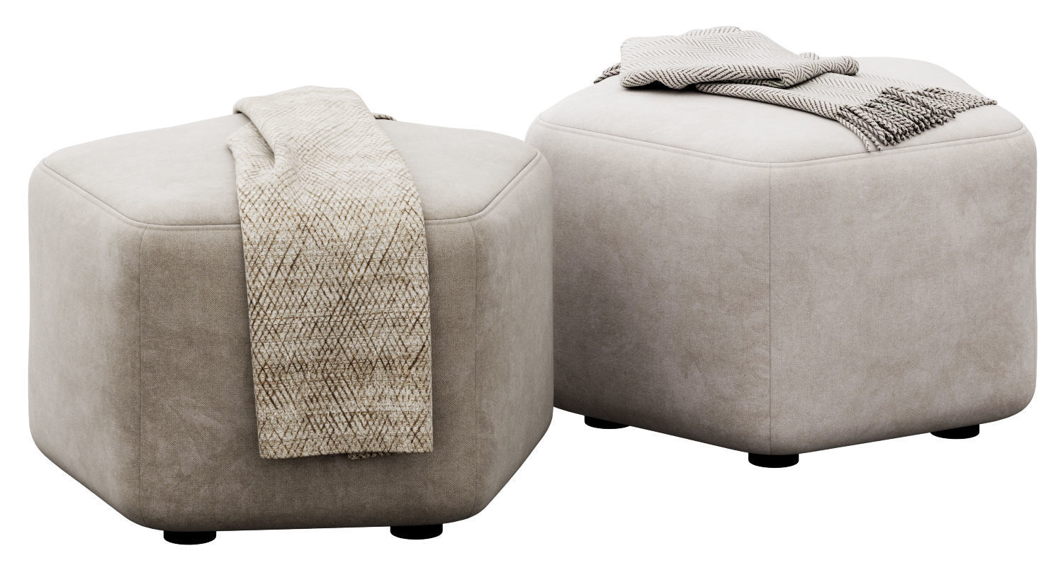 Hexagonal ottoman by Maison Corbeil 3D model_5