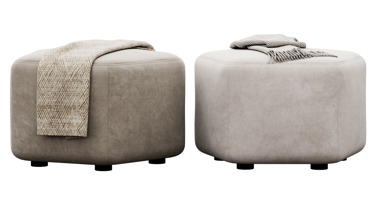 Hexagonal ottoman by Maison Corbeil 3D model_10