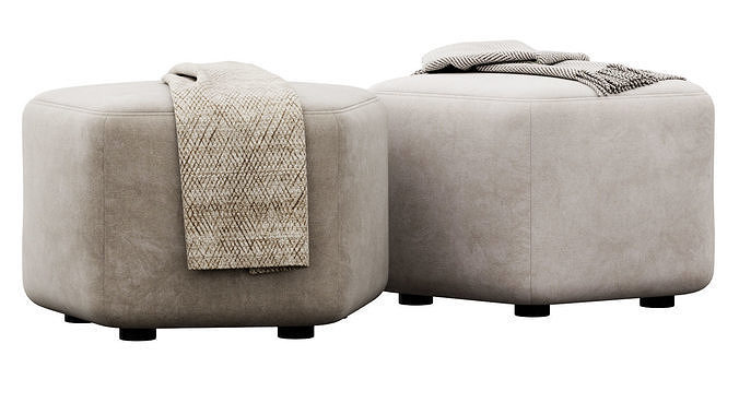 Hexagonal ottoman by Maison Corbeil 3D model 7