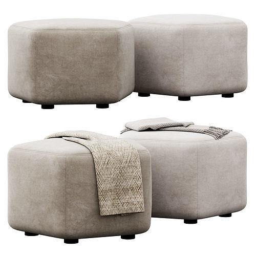 Hexagonal ottoman by Maison Corbeil 3D model 2