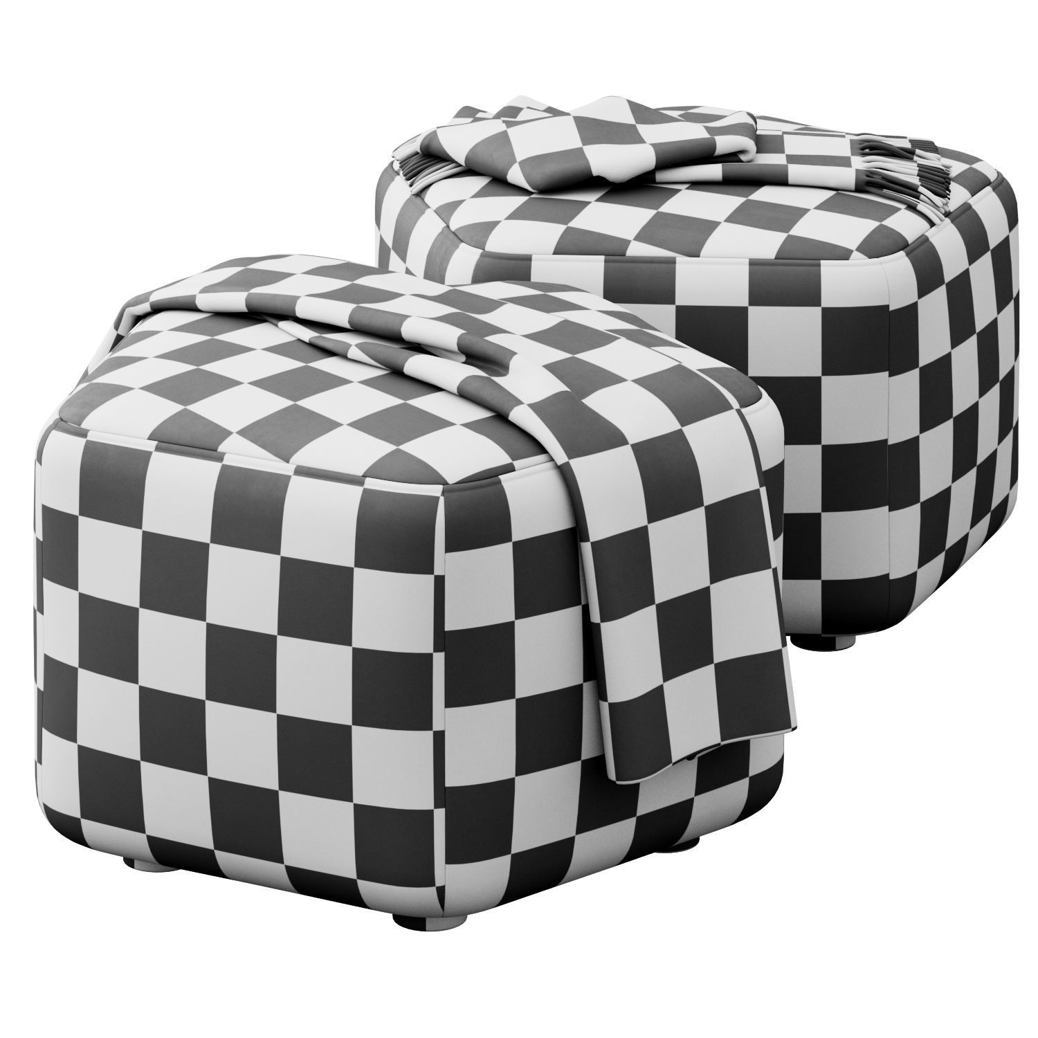 Hexagonal ottoman by Maison Corbeil 3D model_4