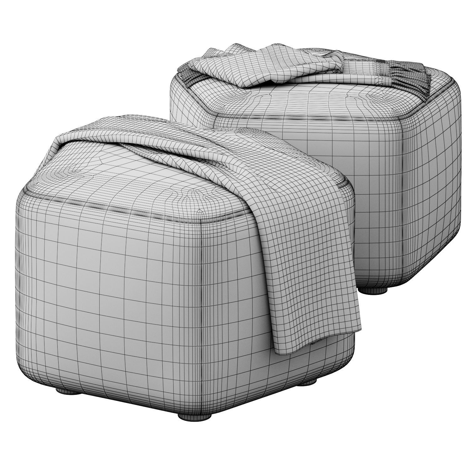 Hexagonal ottoman by Maison Corbeil 3D model_3