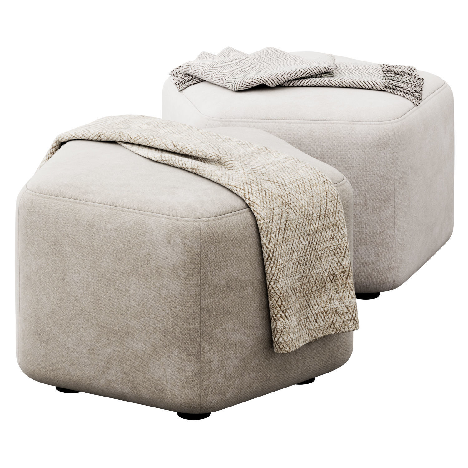 Hexagonal ottoman by Maison Corbeil 3D model_2