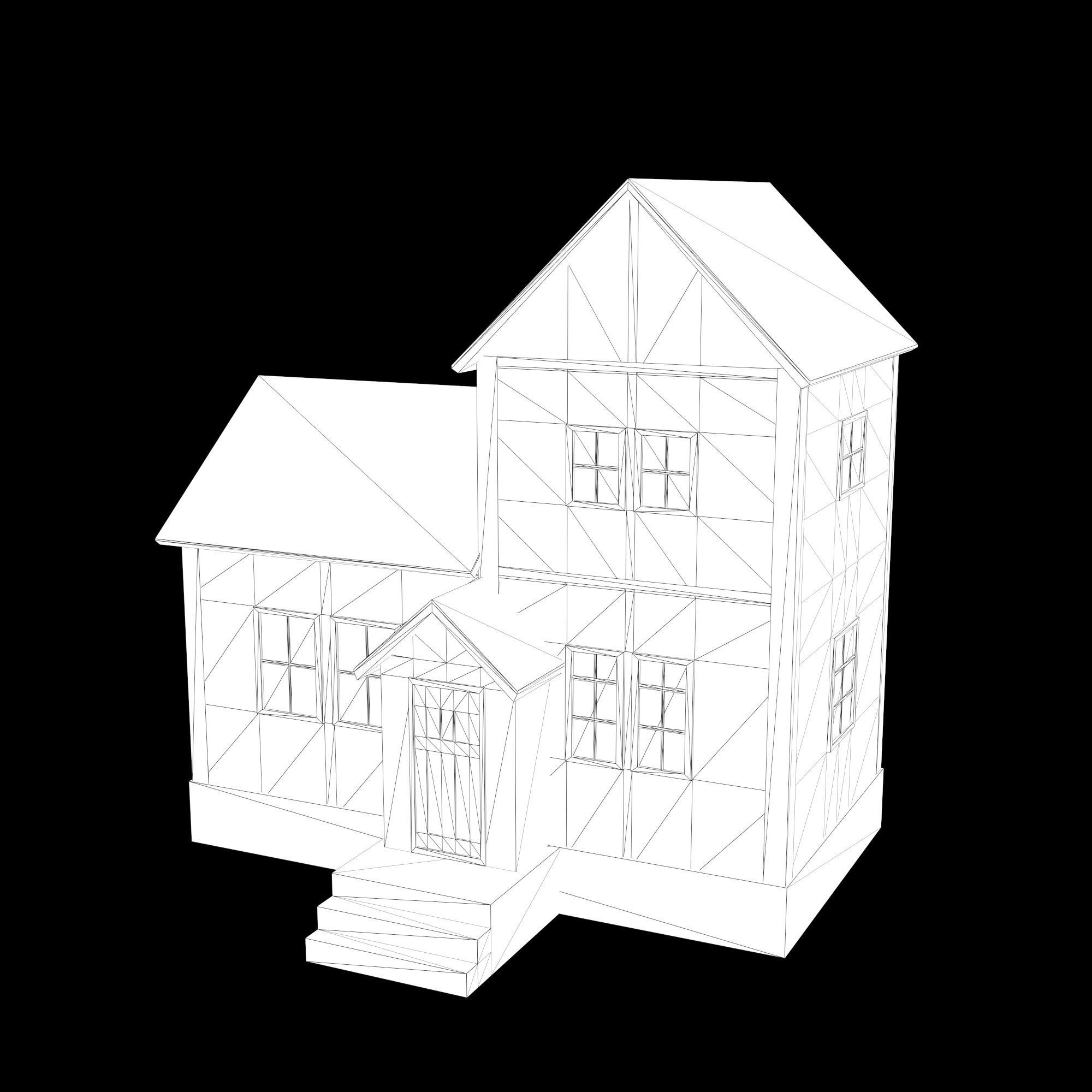 A low-poly 3D model of a home house Low-poly 3D model_9