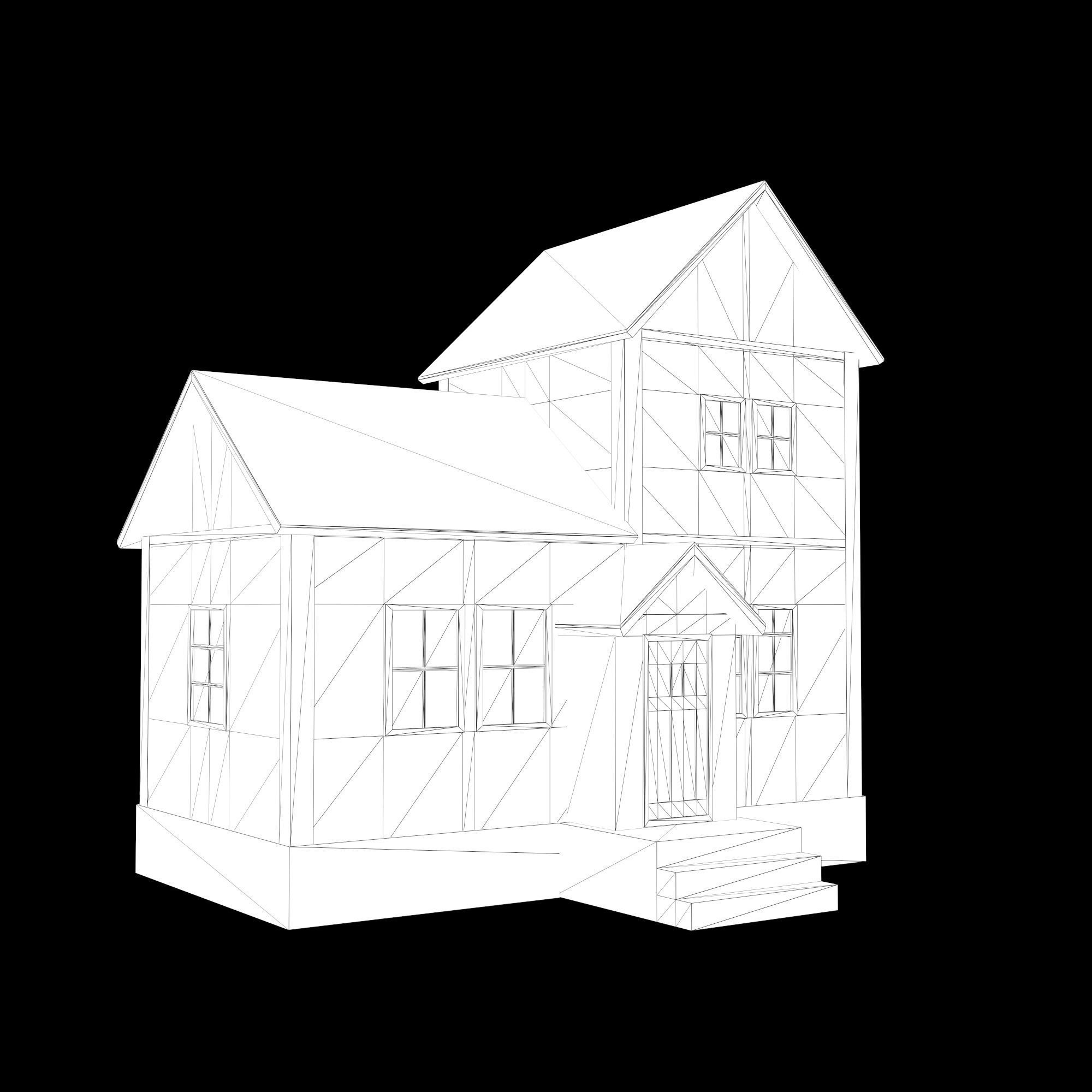 A low-poly 3D model of a home house Low-poly 3D model_8
